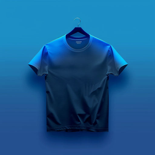Sleek clothing logo with clean lines on a blue gradient background