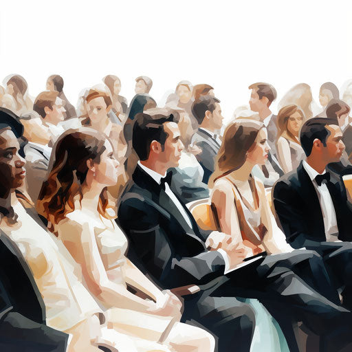 Audience clipart in the style of oil painting, on white background
