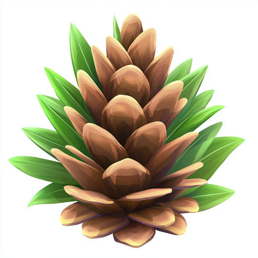 3D Pinecone on White Background, Realistic Style, Isolated Clipart