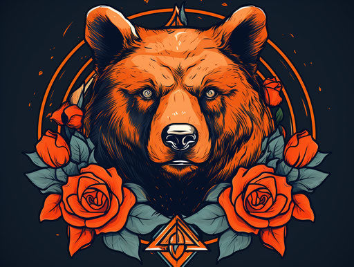 Bear with arrow and rose tattoo, pop art style