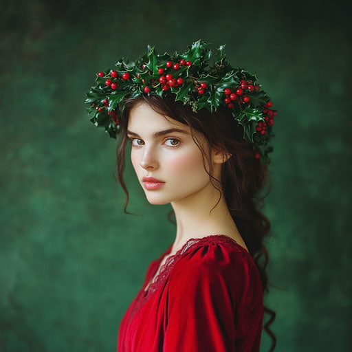 Holly crown for winter solstice celebration