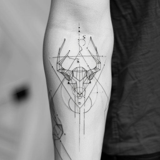 Modern minimalist tattoo sketch of the Taurus constellation