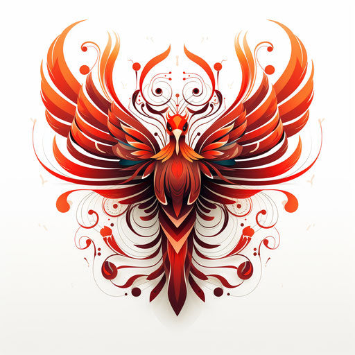 Red fire bird with wings and feathers