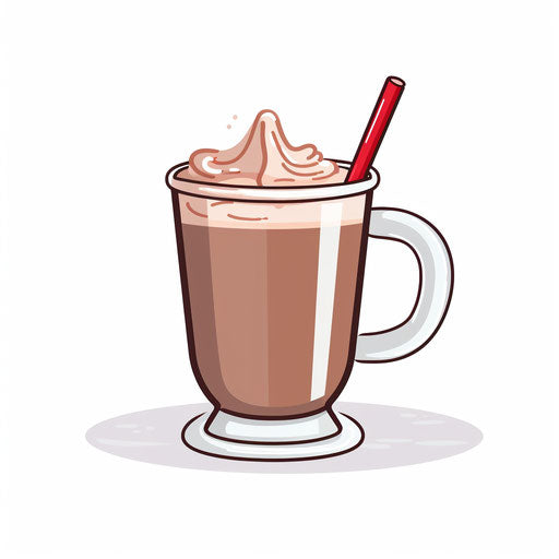 Minimalist style hot chocolate illustration on white background