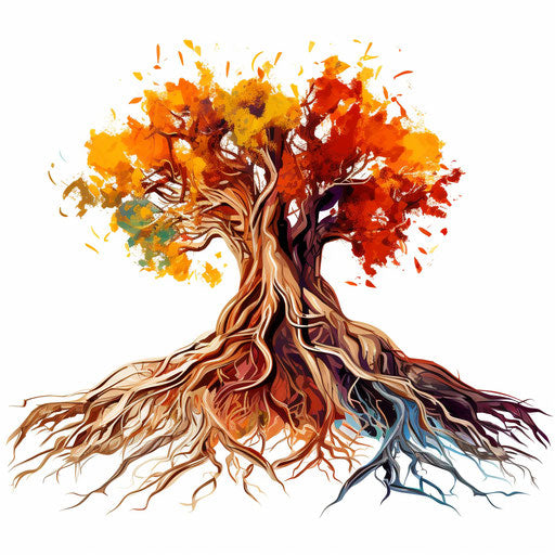 Roots in Impressionistic Art style, on white background