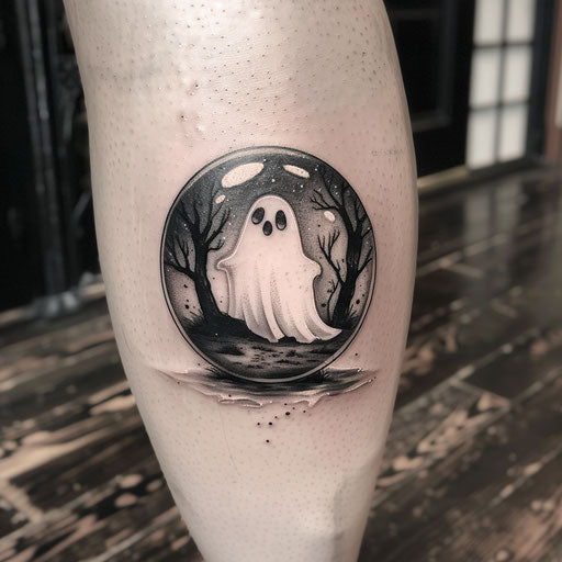 Mystical crystal ball tattoo with Halloween theme