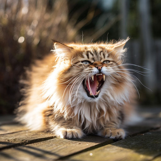 A siberian cat meowing