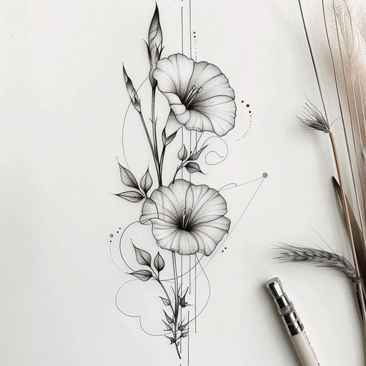 Zen tattoo sketch of morning glory