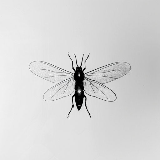 Elegant and minimalist tattoo sketch of a firefly