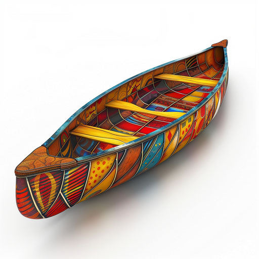 Hyper-realistic canoe clipart on white flat backdrop