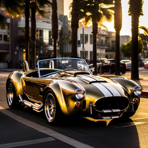 AC Shelby Cobra car in gold