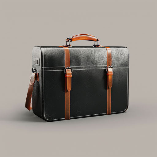 Realistic briefcase with random flat background