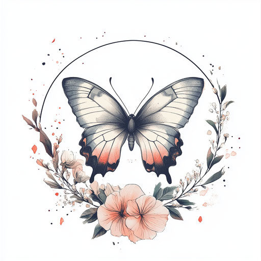 Beautiful butterfly tattoos for women with floral design