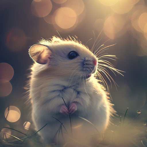 Syrian hamster at dawn with soft morning light