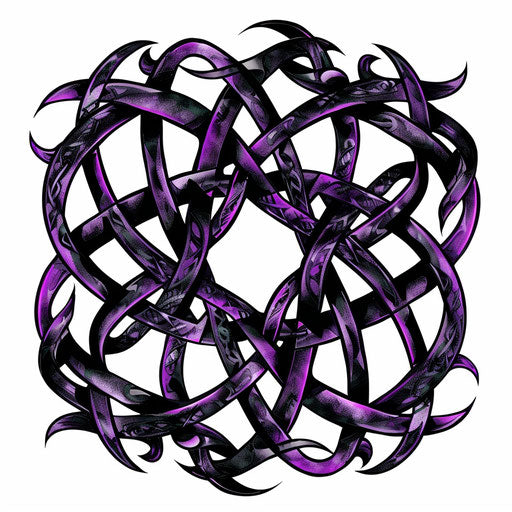 Violet and black Celtic knot tattoo on white background