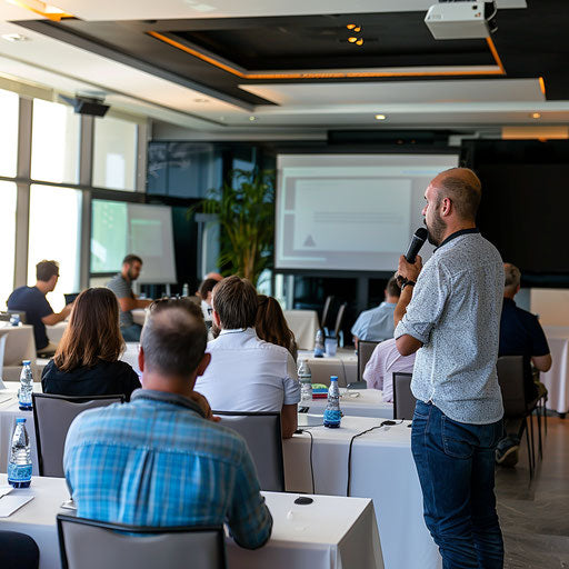 Well-organized corporate training session with attentive participants, clear presentation materials