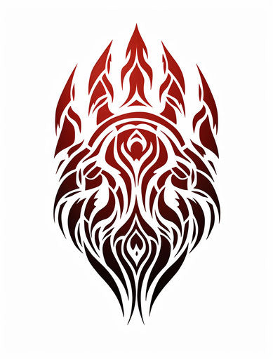 Red griffin with crow paw print tattoo by the artist