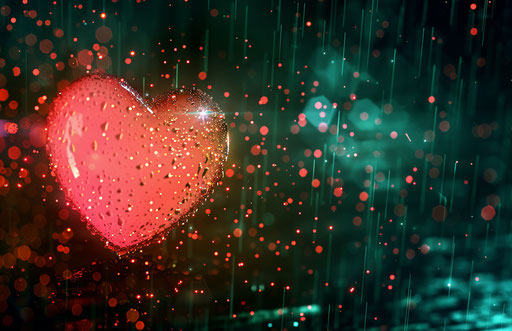 Pink sparkling heart, personal iconography style