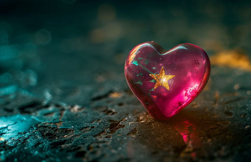 Pink heart with a small star, personal iconography, sparklecore