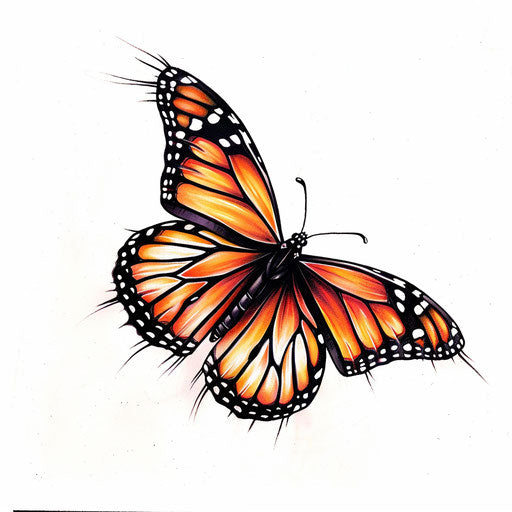 Contemporary monarch butterfly in graphic art style on white
