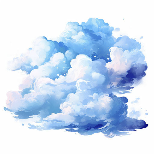 Cloud png clipart in the style of Impressionistic Art, on a white background