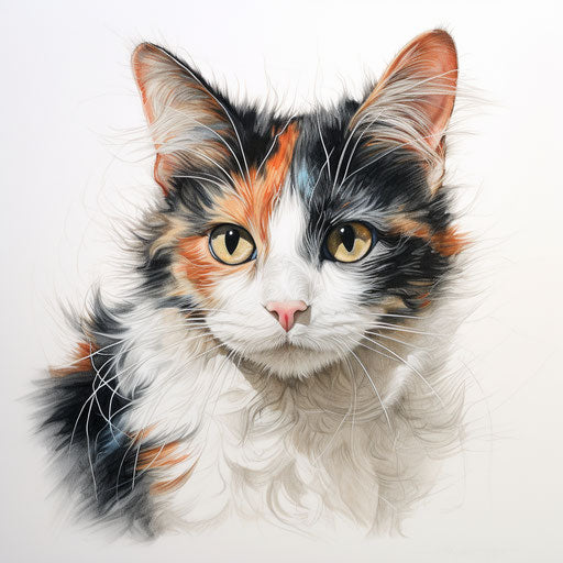 Calico cat drawing