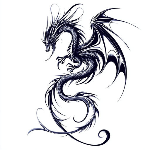 Tribal dragon tattoo sketch with abstract wings