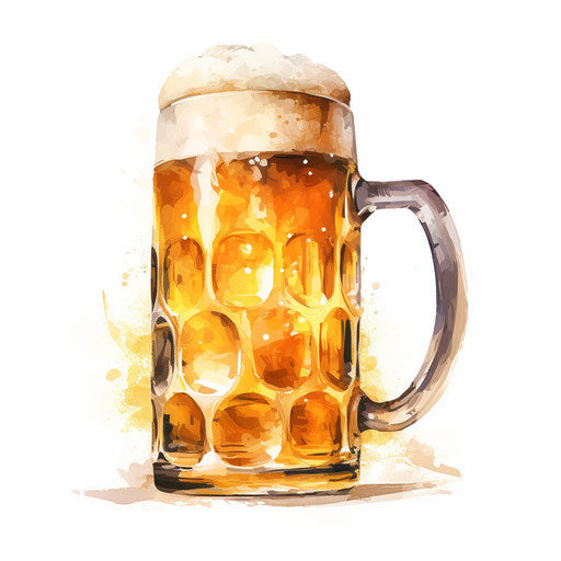 Beer mug clip art in the style of oil painting, on a white background