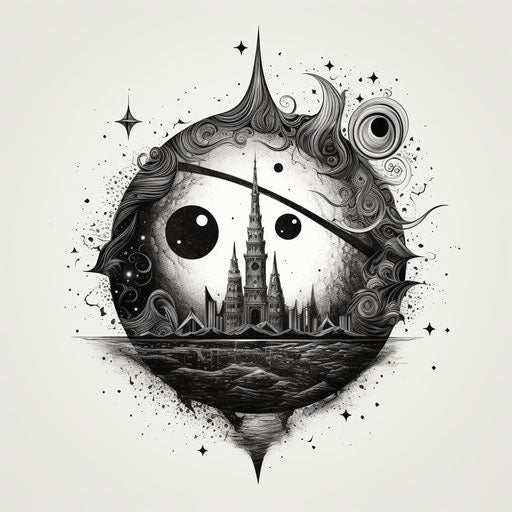 Mystical crescent with the all seeing eye