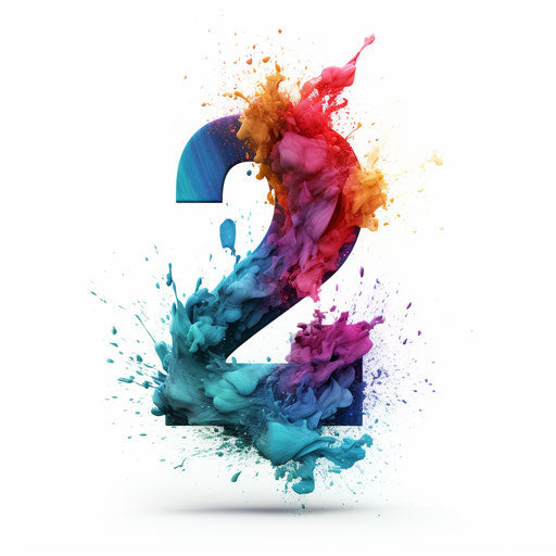 Number 2 clipart in the style of oil painting, on a white background