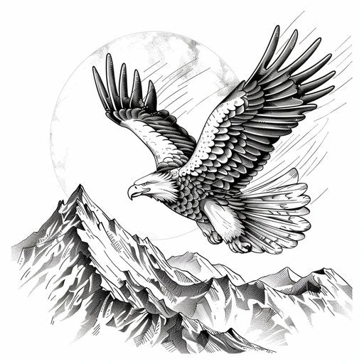 Eagle flying over mountains, symbolizing freedom