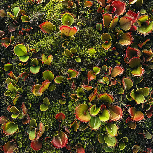 Natural patterns of green and red among the undergrowth