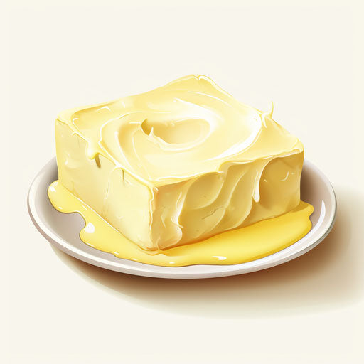 Butter clipart in the style of Oil painting on white background