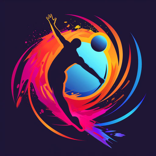 Sporty logo for sale with a dynamic background, energetic colors