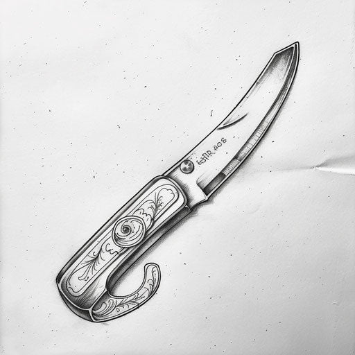Stylish sketch of a straight razor with elegant handle design