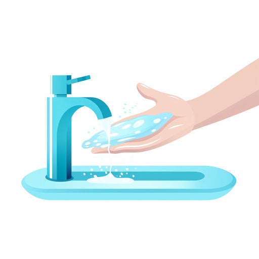 Minimalist style clipart of washing hands on white background