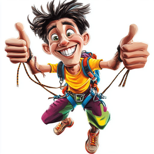 Humorous caricature of a climbing caricature clipart