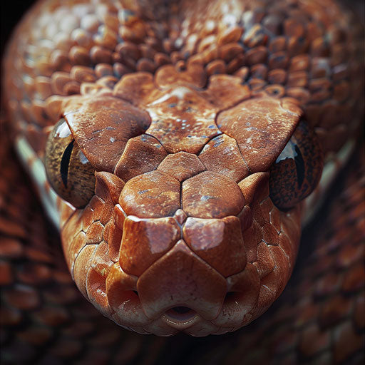 Copperhead snake with intense gaze