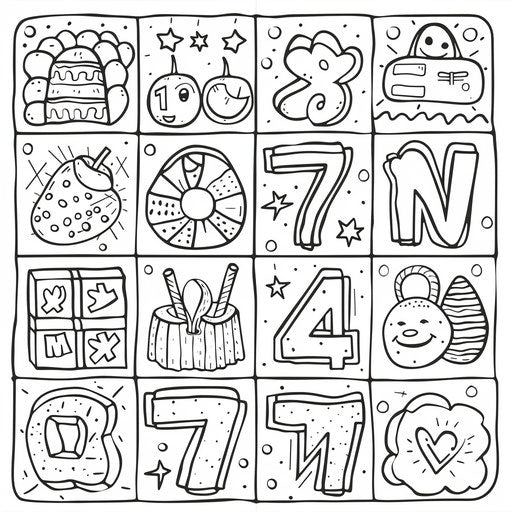 Playful bingo card with cute illustrations