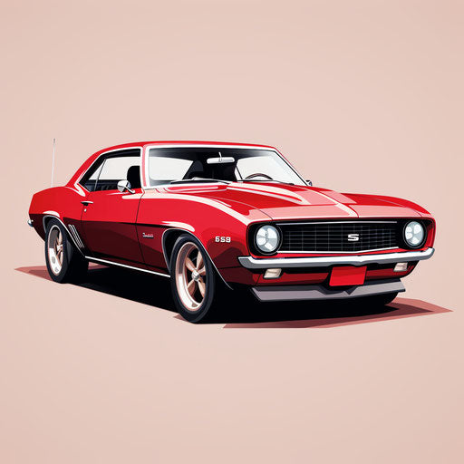 Bright cherry red classic car Chevrolet Camaro