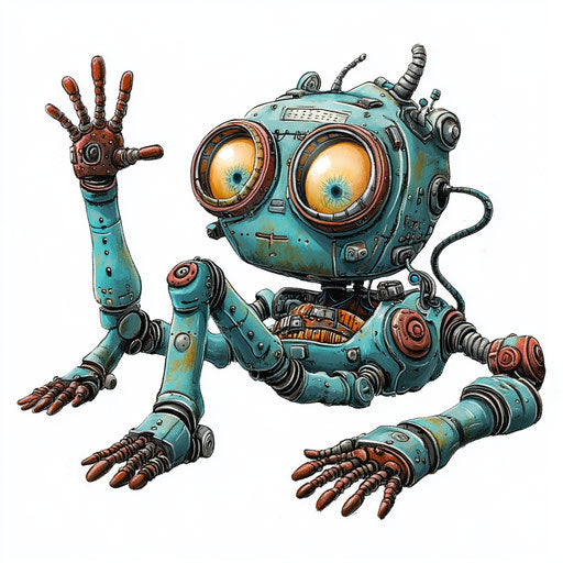 Playful Machine Caricature Clipart Prints