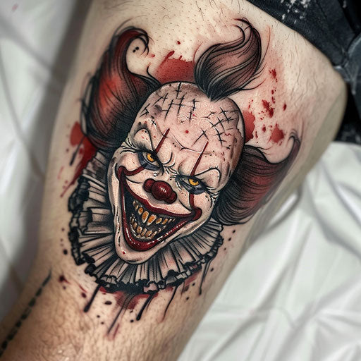 Gothic clown with dark colors on a white background