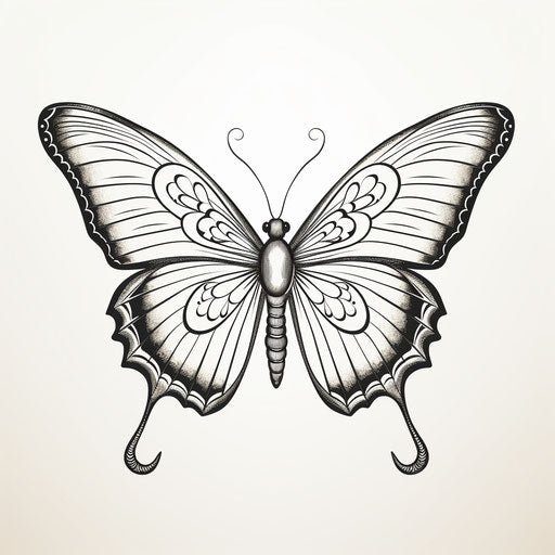Symmetrical butterfly on white background