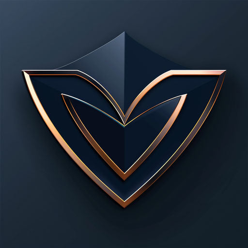 Luxury digital marketing logo with metallic detailing on navy blue background