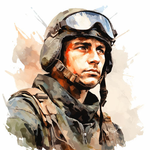 Military clipart in the style of oil painting