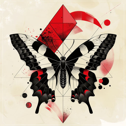 Modern flat geometric butterfly tattoo sketch