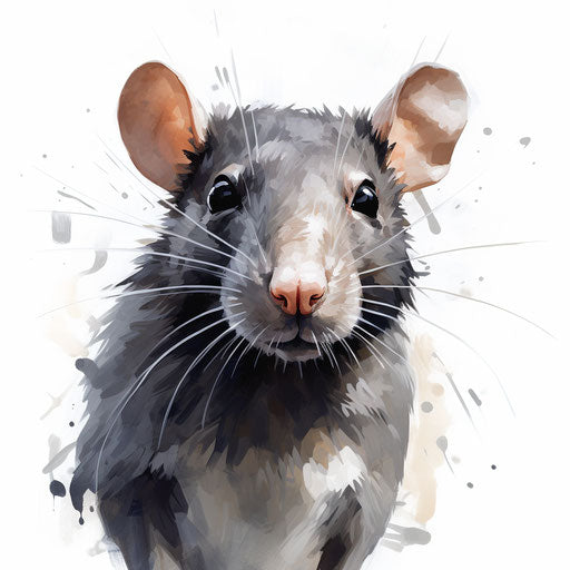 Rat clipart in the style of Oil painting, on a white background