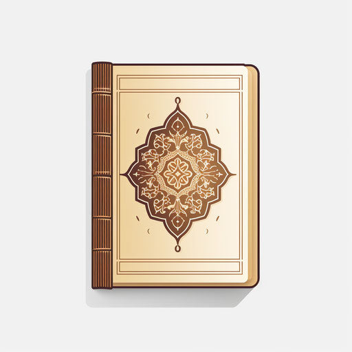 Minimalist-style clipart of the Quran, on a white background