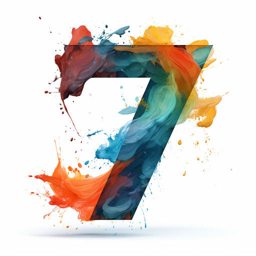 Number 7 clipart in the style of Oil painting, on a white background