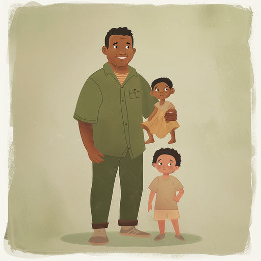 Dad illustration with flat olive background and soft gradients